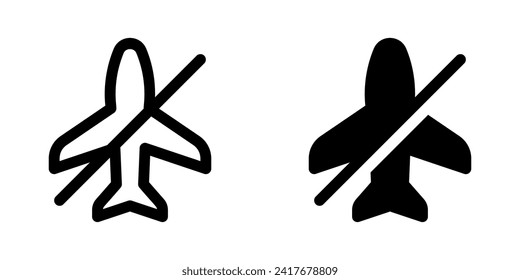Editable vector airplane mode off icon. Black, line style, transparent white background. Part of a big icon set family. Perfect for web and app interfaces, presentations, infographics, etc