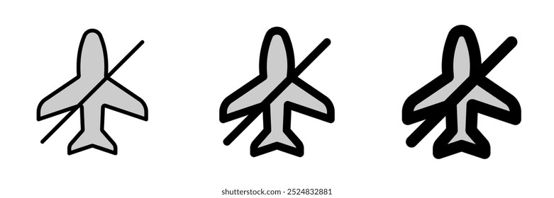 Editable vector airplane mode off icon. Black, line style, transparent white background. Part of a big icon set family. Perfect for web and app interfaces, presentations, infographics, etc
