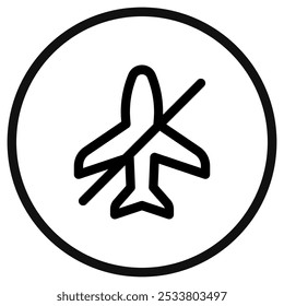 Editable vector airplane mode off icon. Black, line style, transparent white background. Part of a big icon set family. Perfect for web and app interfaces, presentations, infographics, etc