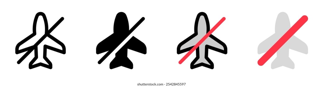 Editable vector airplane mode off icon. Black, line style, transparent white background. Part of a big icon set family. Perfect for web and app interfaces, presentations, infographics, etc