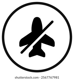 Editable vector airplane mode off icon. Black, line style, transparent white background. Part of a big icon set family. Perfect for web and app interfaces, presentations, infographics, etc