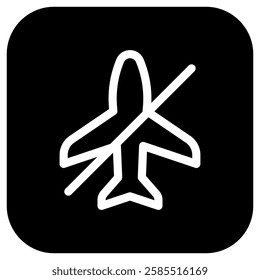 Editable vector airplane mode off icon. Black, line style, transparent white background. Part of a big icon set family. Perfect for web and app interfaces, presentations, infographics, etc