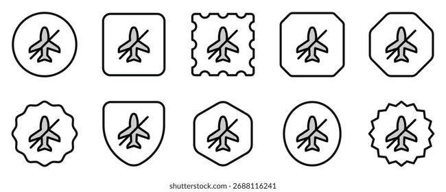 Editable vector airplane mode off icon. Black, line style, transparent white background. Part of a big icon set family. Perfect for web and app interfaces, presentations, infographics, etc