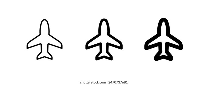 Editable vector airplane mode on icon. Black, line style, transparent white background. Part of a big icon set family. Perfect for web and app interfaces, presentations, infographics, etc