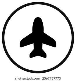 Editable vector airplane mode on icon. Black, line style, transparent white background. Part of a big icon set family. Perfect for web and app interfaces, presentations, infographics, etc