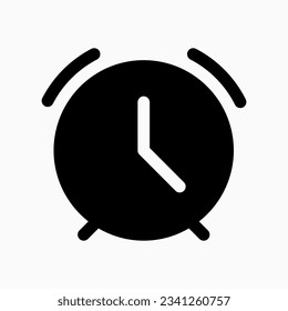 Editable vector alarm clock icon. Black, line style, transparent white background. Part of a big icon set family. Perfect for web and app interfaces, presentations, infographics, etc