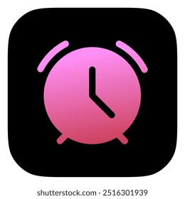Editable vector alarm clock icon. Black, line style, transparent white background. Part of a big icon set family. Perfect for web and app interfaces, presentations, infographics, etc