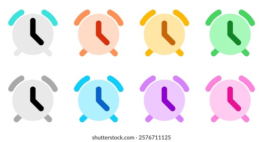 Editable vector alarm clock icon. Black, line style, transparent white background. Part of a big icon set family. Perfect for web and app interfaces, presentations, infographics, etc