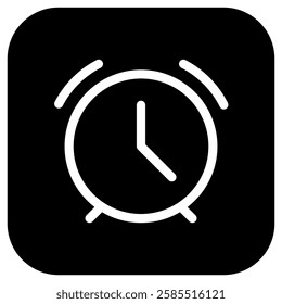 Editable vector alarm clock icon. Black, line style, transparent white background. Part of a big icon set family. Perfect for web and app interfaces, presentations, infographics, etc