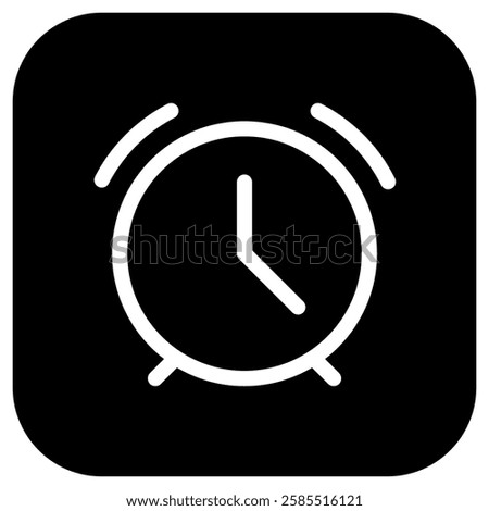 Editable vector alarm clock icon. Black, line style, transparent white background. Part of a big icon set family. Perfect for web and app interfaces, presentations, infographics, etc