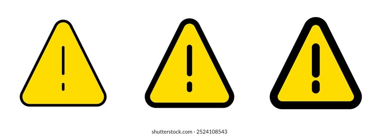 Editable vector alert warning danger triangle icon. Black, line style, transparent white background. Part of a big icon set family. Perfect for web and app interfaces, presentations, infographics, etc