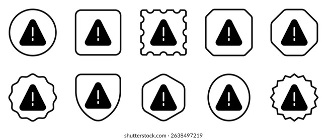 Editable vector alert warning danger triangle icon. Black, line style, transparent white background. Part of a big icon set family. Perfect for web and app interfaces, presentations, infographics, etc