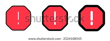 Editable vector alert warning spam octagon icon. Black, line style, transparent white background. Part of a big icon set family. Perfect for web and app interfaces, presentations, infographics, etc