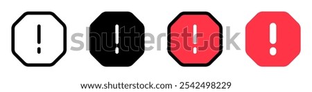 Editable vector alert warning spam octagon icon. Black, line style, transparent white background. Part of a big icon set family. Perfect for web and app interfaces, presentations, infographics, etc