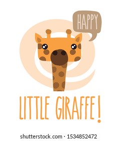 Editable vector. Animal drawing. Funny giraffe drawing. 