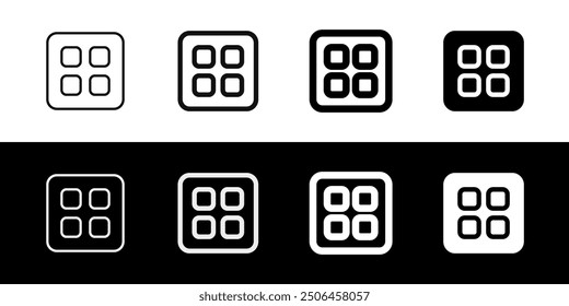 Editable vector app drawer icon. Black, line style, transparent white background. Part of a big icon set family. Perfect for web and app interfaces, presentations, infographics, etc