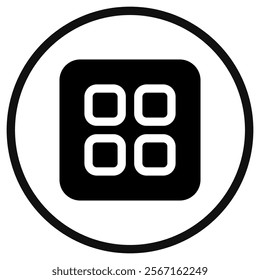Editable vector app drawer icon. Black, line style, transparent white background. Part of a big icon set family. Perfect for web and app interfaces, presentations, infographics, etc