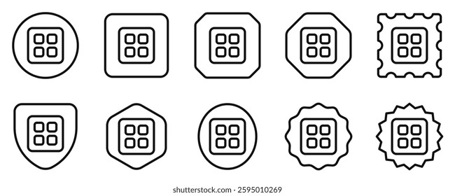 Editable vector app drawer icon. Black, line style, transparent white background. Part of a big icon set family. Perfect for web and app interfaces, presentations, infographics, etc