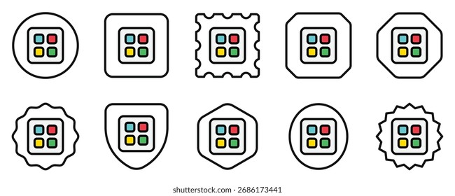 Editable vector app drawer icon. Black, line style, transparent white background. Part of a big icon set family. Perfect for web and app interfaces, presentations, infographics, etc