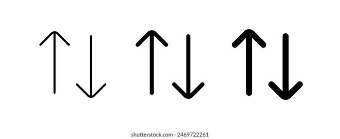 Editable vector arrows data transfer icon. Black, line style, transparent white background. Part of a big icon set family. Perfect for web and app interfaces, presentations, infographics, etc