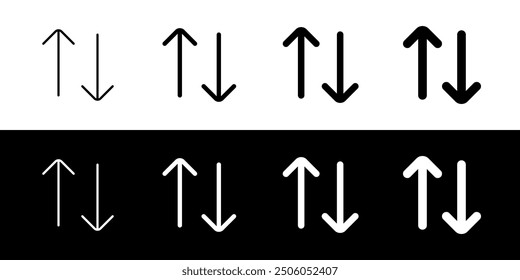 Editable vector arrows data transfer icon. Black, line style, transparent white background. Part of a big icon set family. Perfect for web and app interfaces, presentations, infographics, etc
