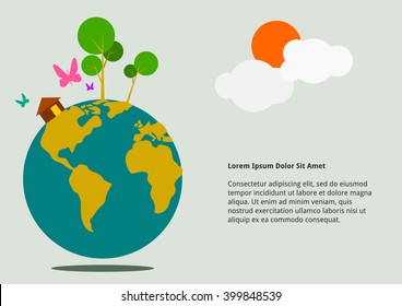 Editable Vector Art of Dreamy Earth Illustration in Flat Cartoon Style for Text Background