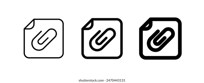 Editable vector attachment file icon. Black, line style, transparent white background. Part of a big icon set family. Perfect for web and app interfaces, presentations, infographics, etc