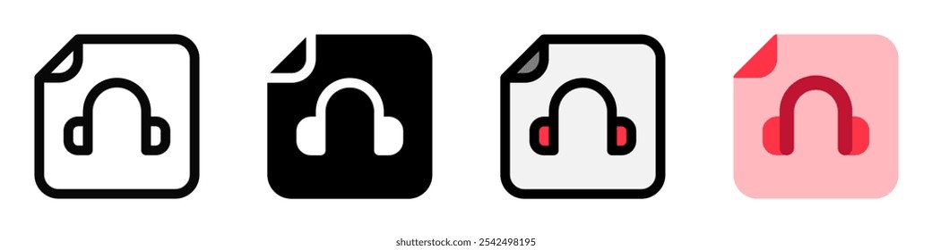 Icono de archivo de grabación de audio de Vector editable. Negro, estilo de línea, fondo blanco transparente. Parte de una gran familia de iconos. Perfecto para interfaces de Web y App, presentaciones, infografías, etc