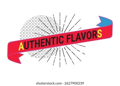 Editable vector Authentic Flavors  Banner with transparent background