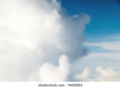 Editable vector background of clouds and blue sky made with a gradient mesh