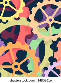 Editable vector background of cogs and wheels