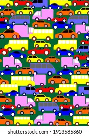 
Editable vector background with colorful cartoon car illustrations and can be made for illustrations on the wall
