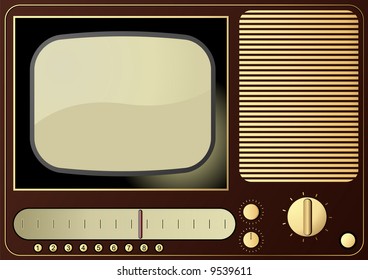 Editable vector background - retro radio and TV
