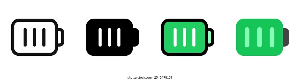 Icono de batería de Vector editable. Negro, estilo de línea, fondo blanco transparente. Parte de una gran familia de iconos. Perfecto para interfaces de Web y App, presentaciones, infografías, etc