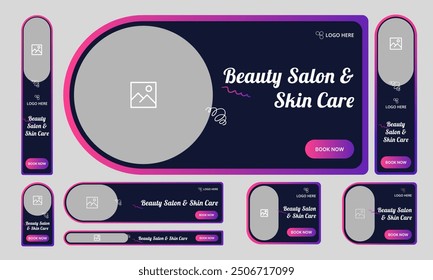 Editable vector beauty salon web bundle banner design, yoga and massage web set banner design for social media post, customizable vector eps 10 file format