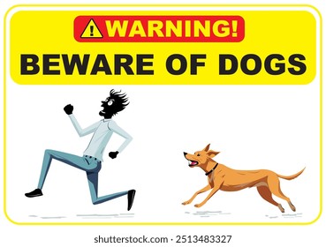 An editable vector of a "Beware of Dogs" warning sign—perfect for property signage, security alerts, or custom designs. Fully customizable for various applications