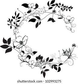 Editable vector black and white floral theme