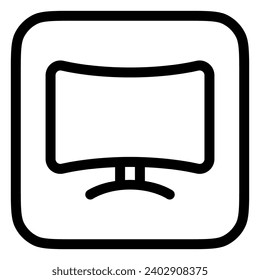 Editable vector blank curved monitor screen icon. Black, line style, transparent white background. Part of a big icon set family. Perfect for web and app interfaces, presentations, infographics, etc