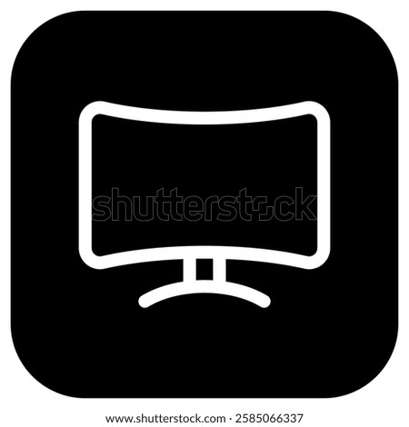 Editable vector blank curved monitor screen icon. Black, line style, transparent white background. Part of a big icon set family. Perfect for web and app interfaces, presentations, infographics, etc