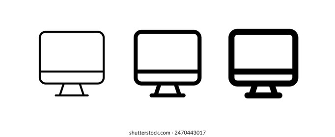 Editable vector blank desktop computer screen icon. Black, line style, transparent white background. Part of a big icon set family. Perfect for web and app interfaces, presentations, infographics, etc