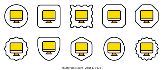 Editable vector blank desktop computer screen icon. Black, line style, transparent white background. Part of a big icon set family. Perfect for web and app interfaces, presentations, infographics, etc