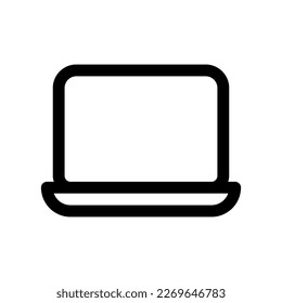 Editable vector blank laptop computer screen icon. Black, line style, transparent white background. Part of a big icon set family. Perfect for web and app interfaces, presentations, infographics, etc