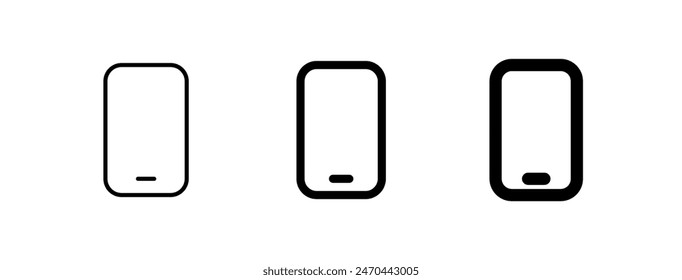 Editable vector blank smartphone screen icon. Black, line style, transparent white background. Part of a big icon set family. Perfect for web and app interfaces, presentations, infographics, etc