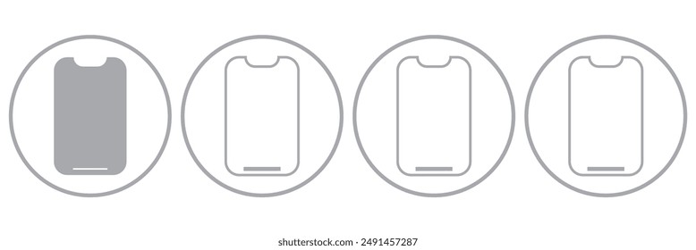 Editable vector blank smartphone screen icon. Black, line style, transparent white background. Part of a big icon set family. Perfect for web and app interfaces, presentations, infographics, etc