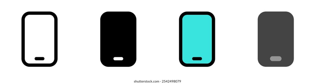 Vector editable en blanco icono de la pantalla del teléfono inteligente. Negro, estilo de línea, fondo blanco transparente. Parte de una gran familia de iconos. Perfecto para interfaces de Web y App, presentaciones, infografías, etc