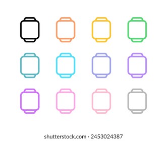Editable vector blank square smartwatch screen icon. Black, line style, white background. Part of a big icon set family. Perfect for web and app interfaces, presentations, infographics, etc
