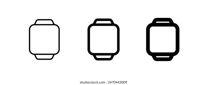 Editable vector blank square smartwatch screen icon. Black, line style, white background. Part of a big icon set family. Perfect for web and app interfaces, presentations, infographics, etc