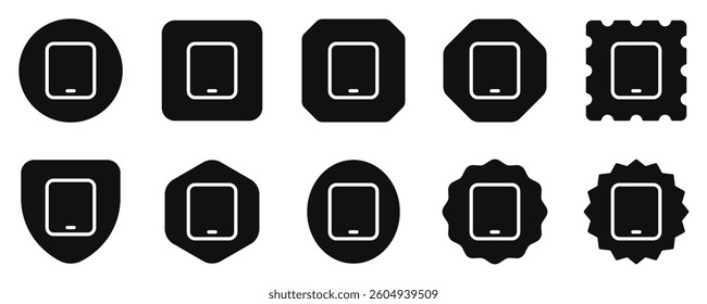 Editable vector blank tablet screen icon. Black, line style, transparent white background. Part of a big icon set family. Perfect for web and app interfaces, presentations, infographics, etc