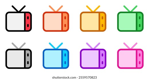 Editable vector blank tv show vintage screen icon. Black, line style, transparent white background. Part of a big icon set family. Perfect for web and app interfaces, presentations, infographics, etc