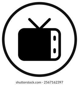 Editable vector blank tv show vintage screen icon. Black, line style, transparent white background. Part of a big icon set family. Perfect for web and app interfaces, presentations, infographics, etc